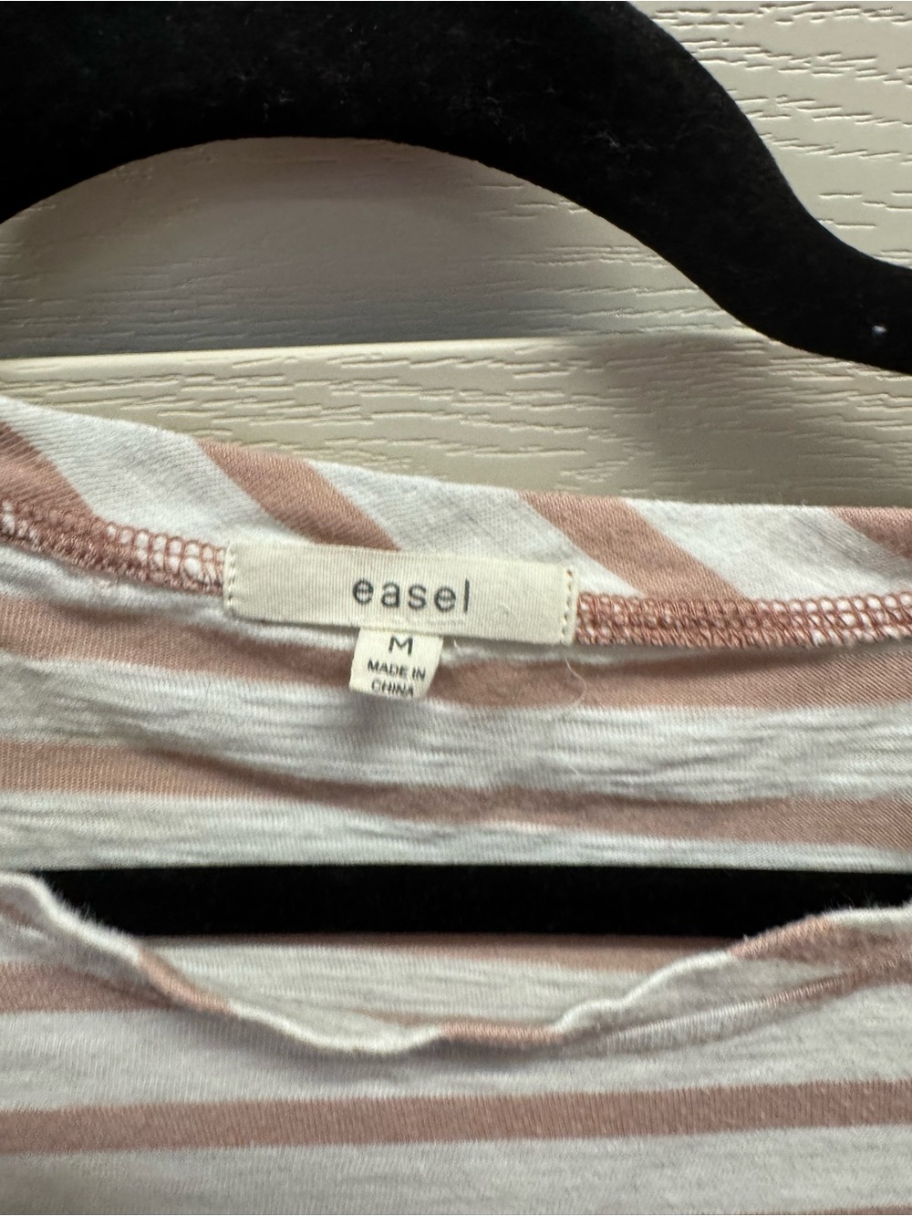 easel Striped Scoop Neck Top in White and Mauve